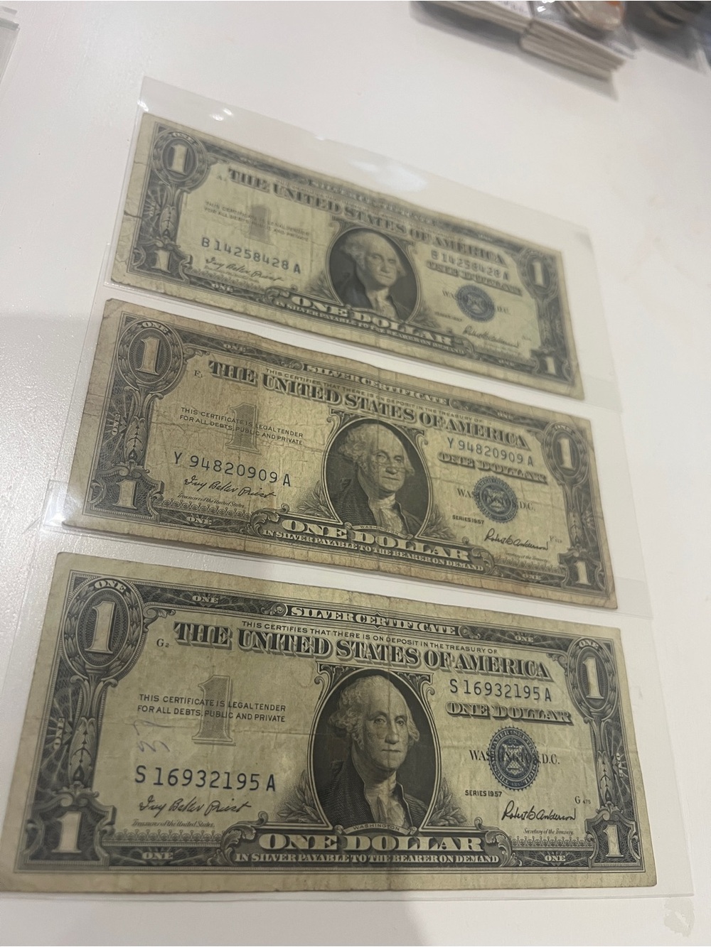 1957 One Dollar Silver Certificate Bills